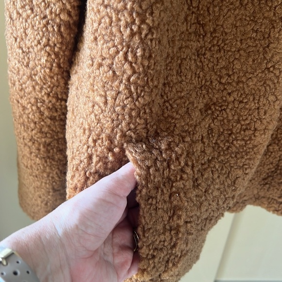 Another Love Rust & Black Sz L Sherpa Teddy Zip Up Jacket - Picture 4 of 11